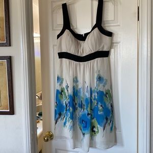 Beautiful white dress with water-painted flowers